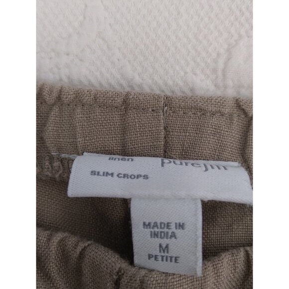 J. Jill, Pure Jill Slim Crops Linen Beige Pants  Women's Petite Medium - Picture 9 of 13